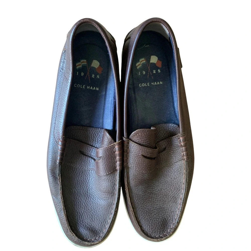 Cole Haan Mens 11.5M  Grand‎ OS Brown Leather Penny Loafers Comfort Dress Shoes
